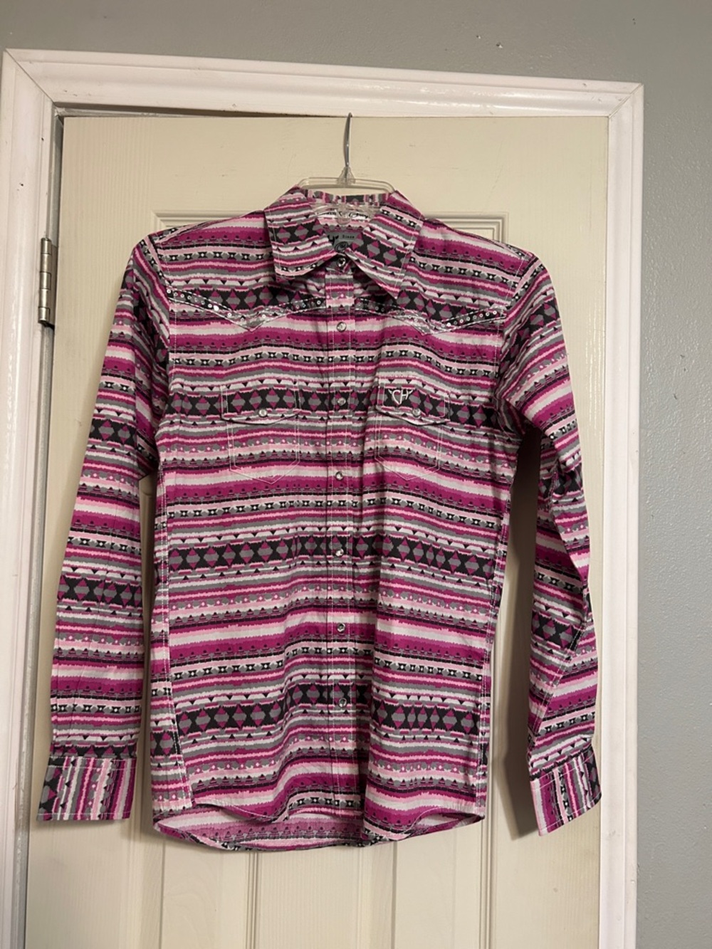 Cowgirl Hardware pink sequin bling shirt Western